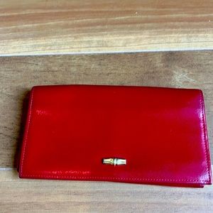 Longchamp, leather red wallet,zipper inside compartment Multiple inside dividers
